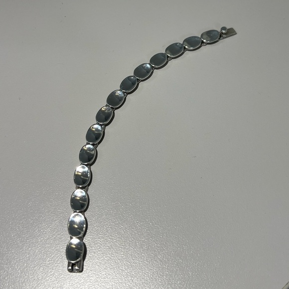 925 Vintage Mexico Sterling Silver Disk Link Bracelet - Picture 12 of 13